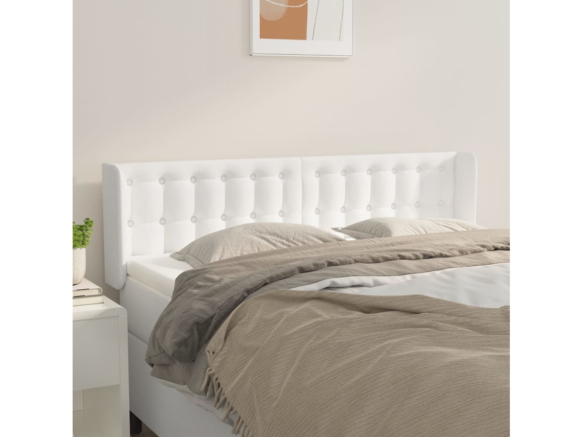 Cabecerocabecero De Camapanel De Cabecera De Cuero Sintético Blanco 147x16x78/88 Cm