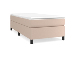 VIDAXL Cama con muelles/colchón 100x200 cm Cuero artificial Cappuccino