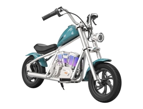 Moto Eléctrica para Niños HYPER GOGO Cruiser 12 Plus con App Neumáticos 12'' Altavoz Bluetooth Niebla Azul