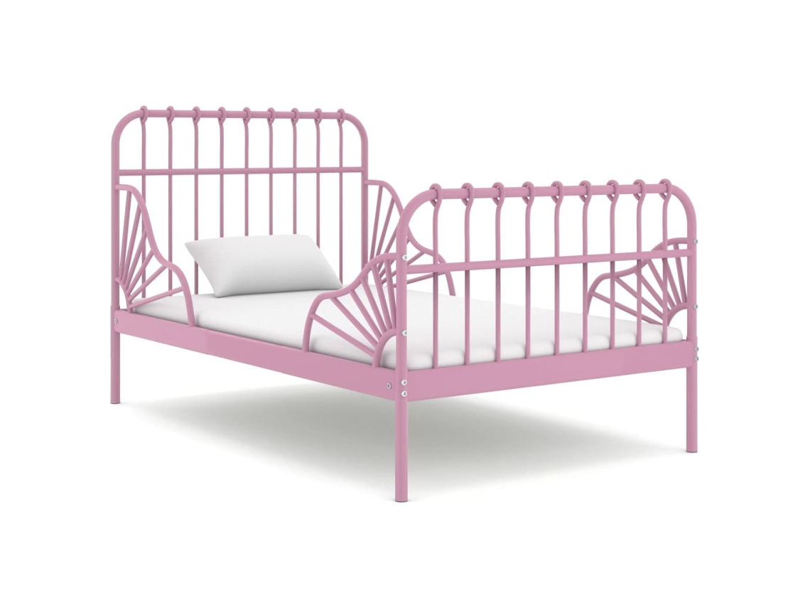 Estructura Cama Extensible Sin Colchón Metal Rosa 80x130/200 Cm