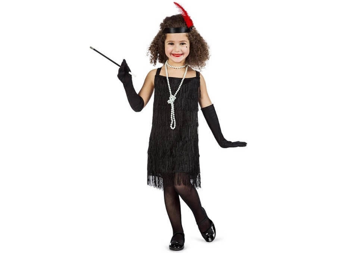 Disfraz de Niña DISFRAZZES Charleston Flecos Negro (Talla: 10 a 12 años)