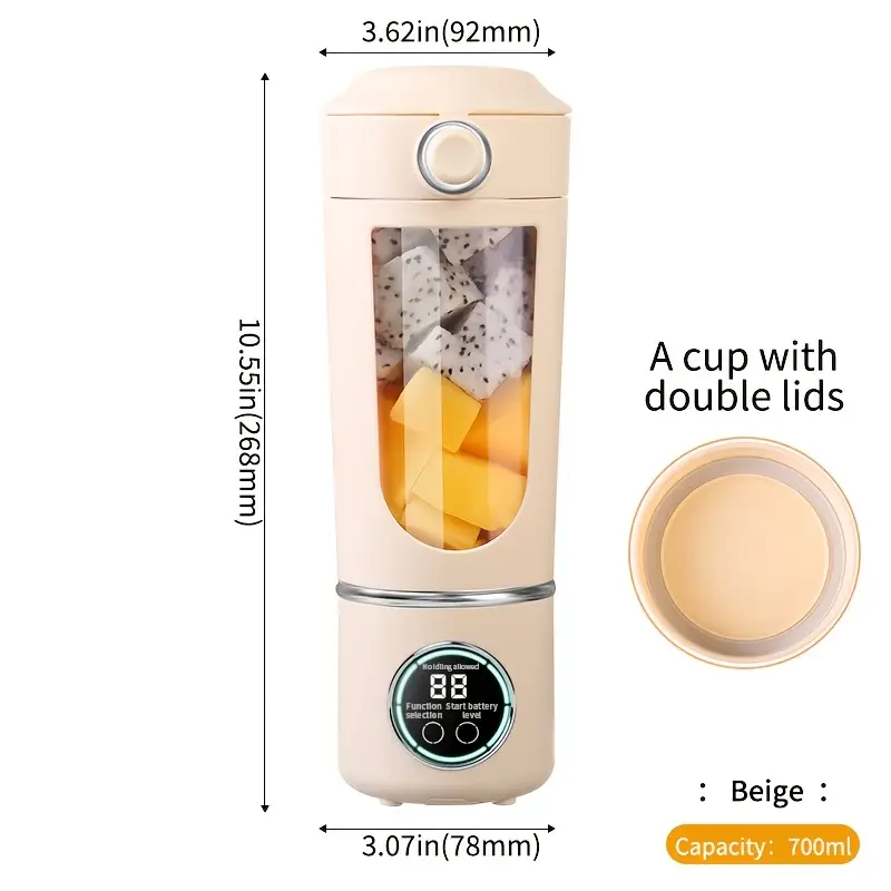 Exprimidor compacto Eifson de 23.7 oz con pantalla digital y 12 cuchillas (beige)