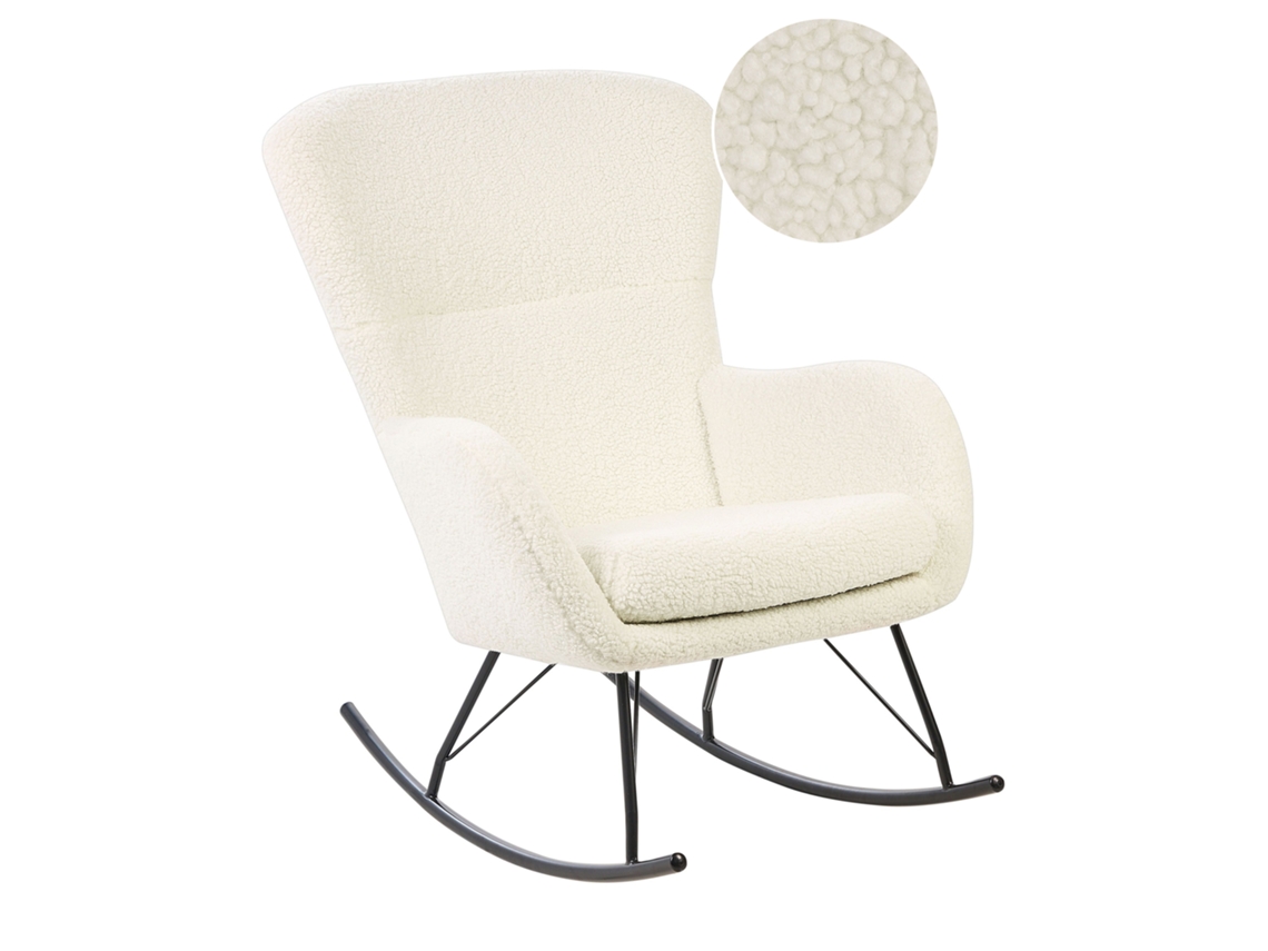 Silla mecedora BELIANI Anaset de Bouclé Blanco 74x99x99