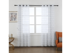 Cortina luminosa estampada con farol 140 x 260 cm Azul claro - Individual