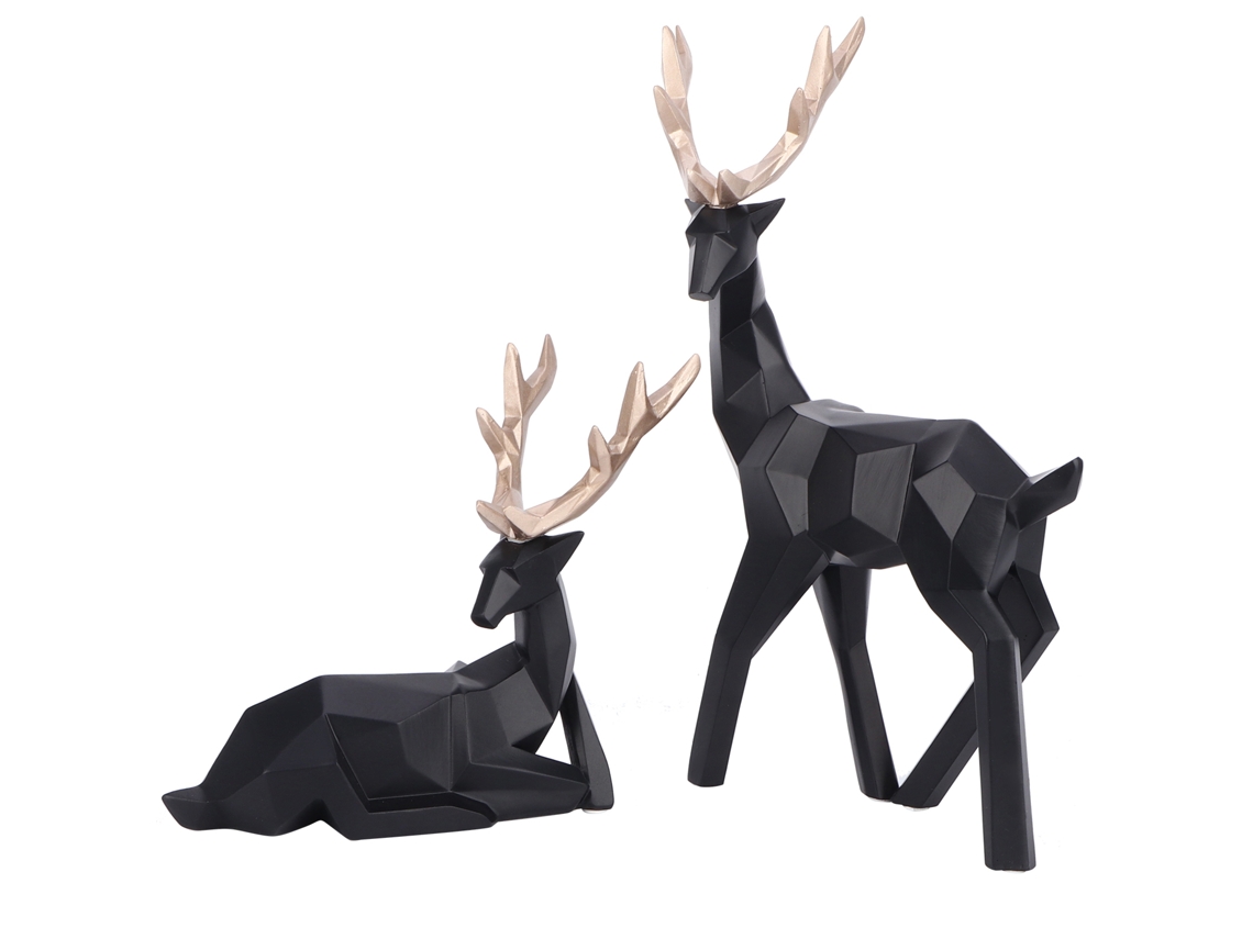 Estatua decorativa de resina con forma de alce, estilo nórdico, para uso sobre mesa.