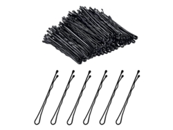 200 Unidades. Horquillas Negras Invisibles De 5,5 Cm Con Bolitas Pequeñas Para El Cabello De Mujeres Y Niñas.