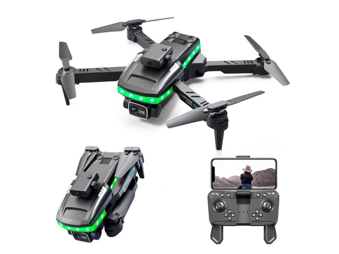 Mini dron con cámara 4K HD para evitar obstáculos en 360 (Modelo: S160 - Duración de la batería: 15 min - Negro) YIZHOOD