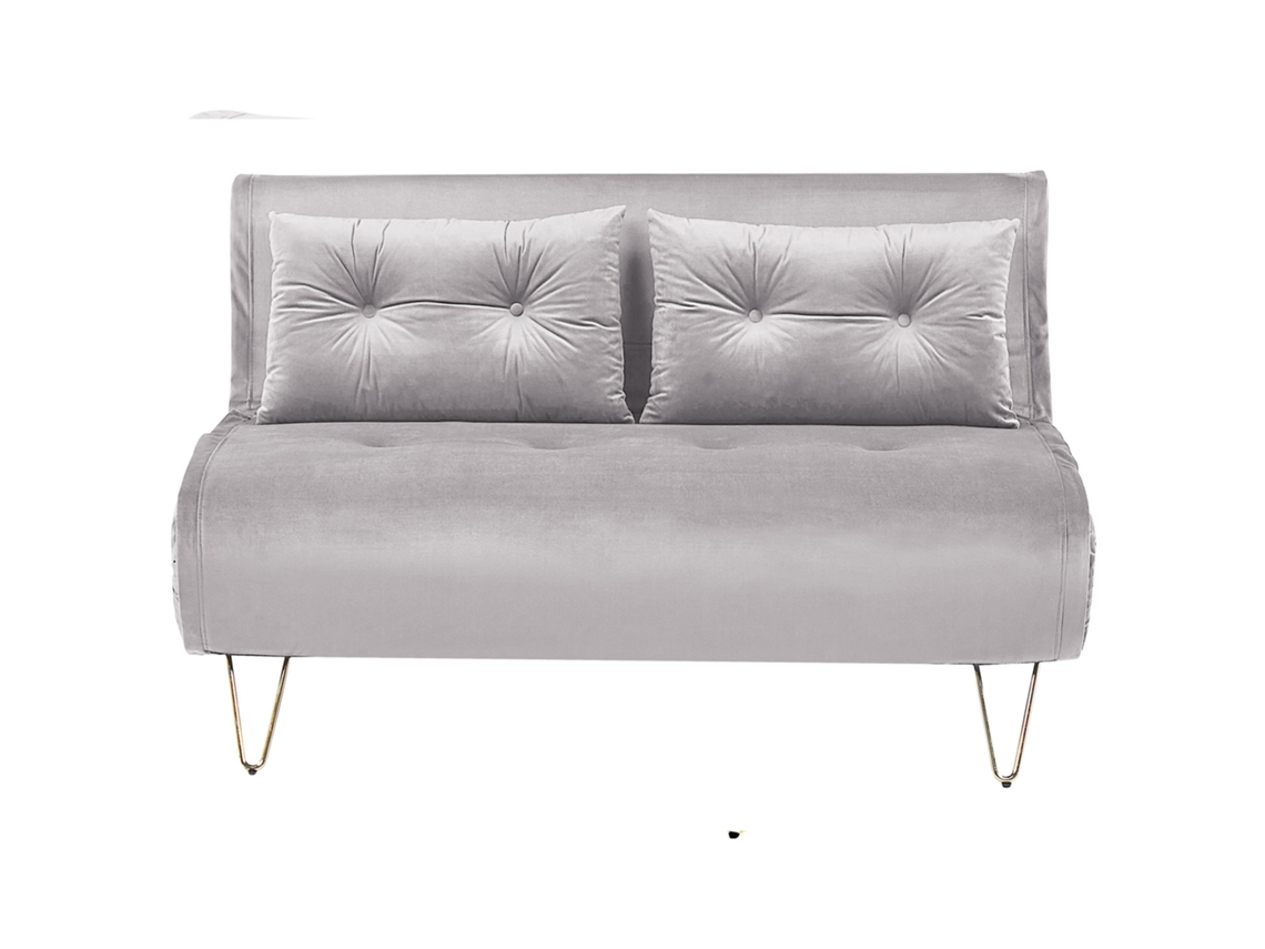 Sofá de 2 plazas BELIANI Vestfold de Terciopelo Gris 130x78x81
