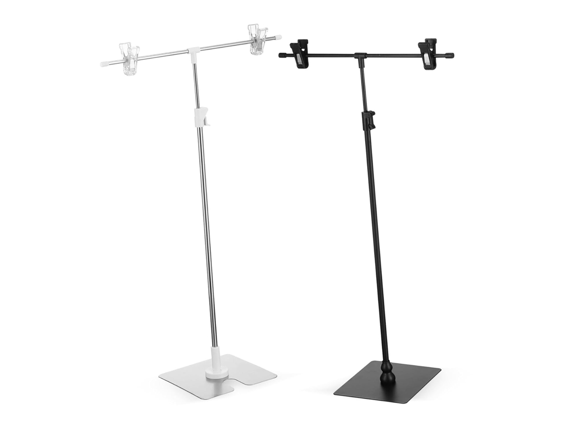 Juego De 2 Soportes Ajustables En Forma De T Para Paneles, Fabricados En Acero Inoxidable Y Aluminio Negro.