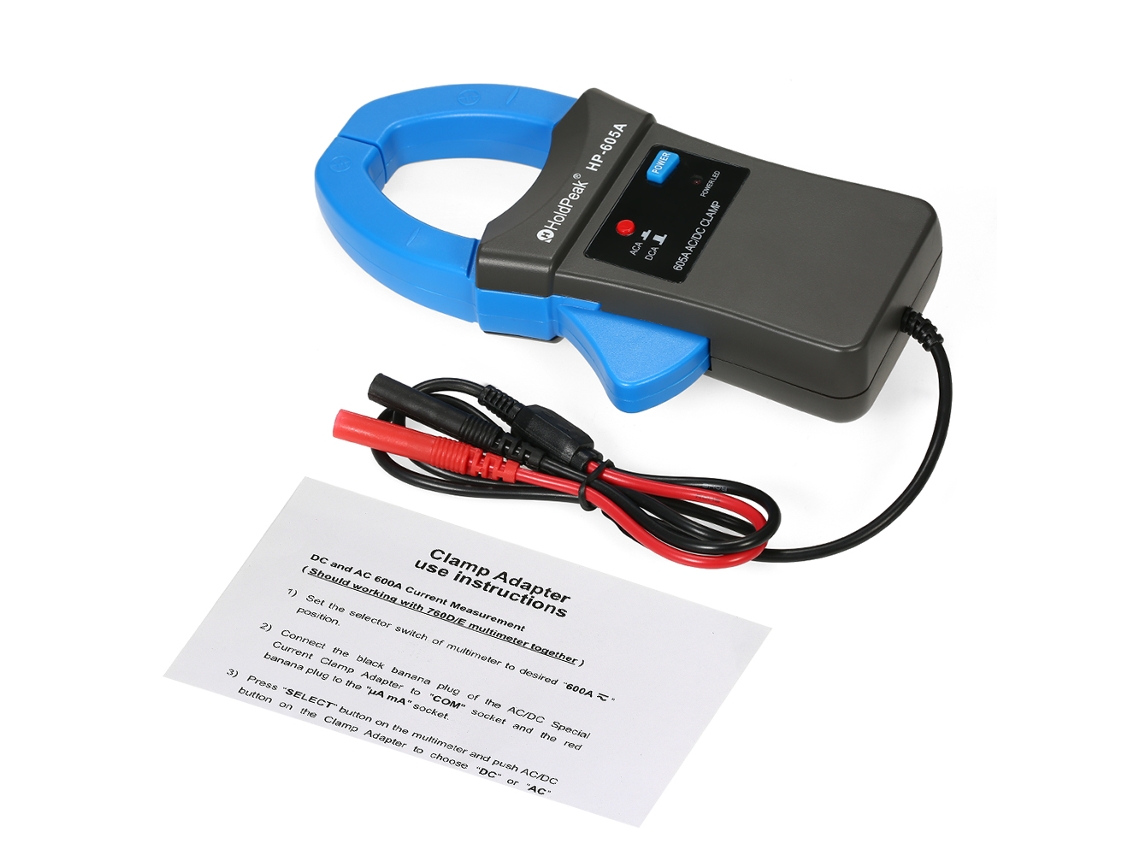 Adaptador De Pinza Amperimétrica Holdpeak 600a Ca/cc Con Sondas Para Multímetros