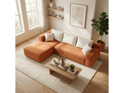 Coco Living Sofá De Salón Luna 3 Plazas - Pana Acanalada - Naranja Blanco Izquierda