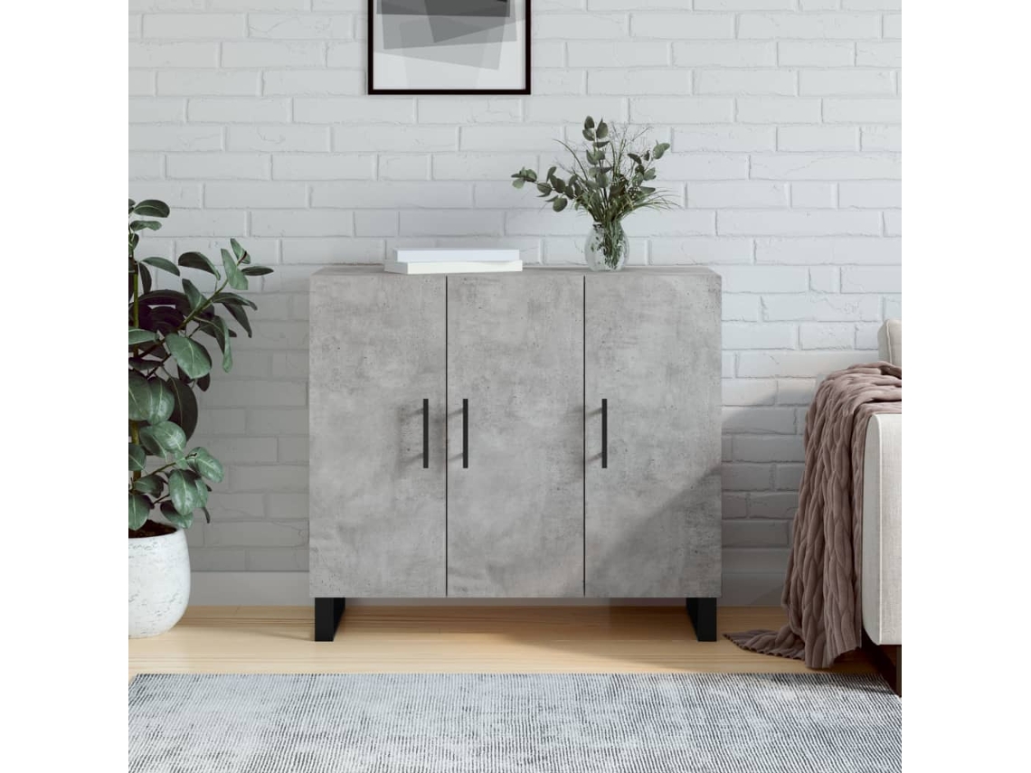 Aparador De Madera De Ingeniería Gris Hormigón 90x34x80 Cm