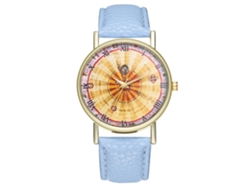 Reloj De Pulsera Unisex Con Correa De Piel Sintética, Números Romanos Azul Claro, A La Moda.