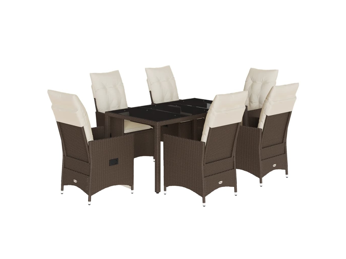 Maison Exclusive - Set Comedor De Jardín 7 Pzas Con Cojines Ratán Sintético Marrón