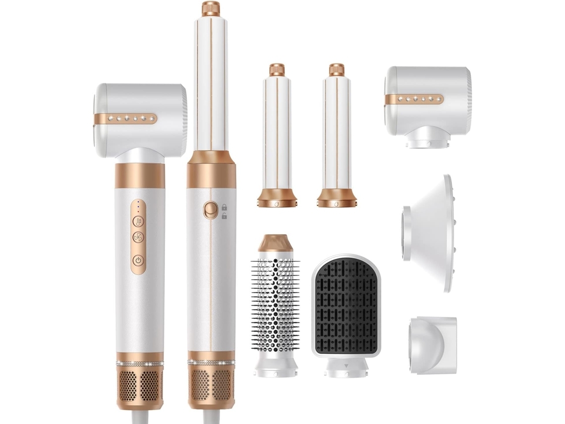 Sistema de Modelagem de Ar 7 em 1: Secador de Cabelo de Alta Velocidade 110.000 Rpm Alisador de Escova de Ar Quente Modelador de Cachos e