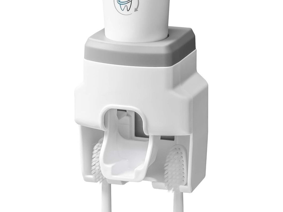 Dispensador Automático De Pasta De Dientes Y Soporte De Pared Para Cepillos De Dientes Con Base Que No Daña La Superficie.