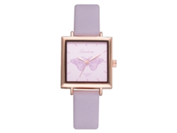 Reloj De Pulsera Para Mujer Con Esfera Cuadrada, Estampado De Mariposas, Correa De Poliuretano Y Movimiento De Cuarzo.