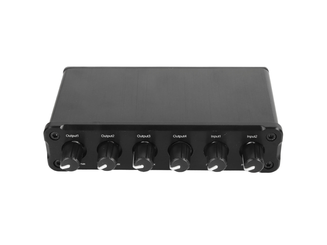 Mezclador Divisor De Señal De Audio (2 Entradas 4 Salidas Con Volumen Ajustable)