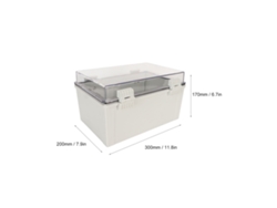 2026as - Caja de distribución eléctrica impermeable IP66 con tapa de plástico transparente de 300x200x170 mm