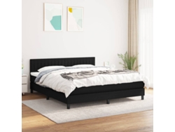 Cama Box Spring Con Colchón Tela Negro 160x200 Cm