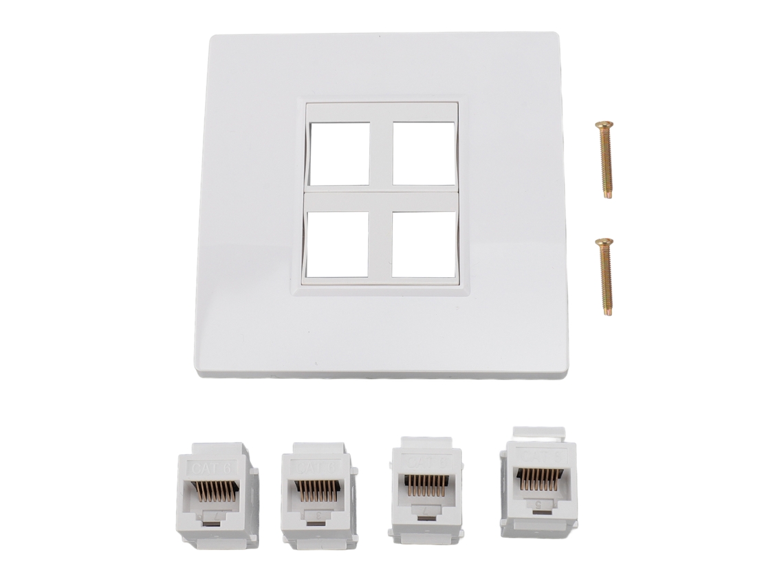 Placa De Parede Ethernet Cat6 4 Portas Fêmea Para Fêmea Keystone Para Cat5 Cat5e Cat6a Internet