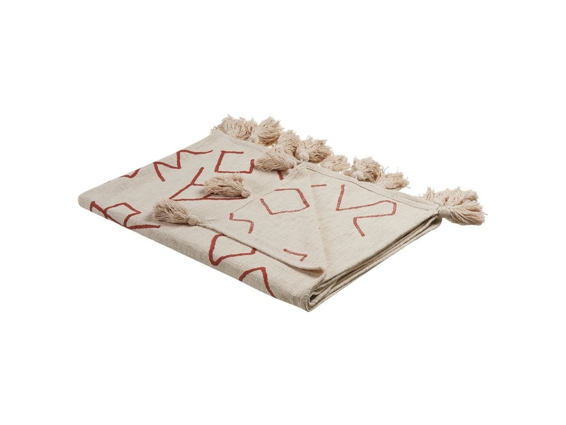 Manta Decorativa de BELIANI en Crema Y Crema Roja 130X180 Cm Bhiwani