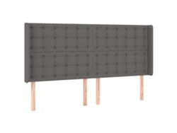 Maison Exclusive - Cabecero Con Orejas De Cuero Sintético Gris 203x16x118/128 Cm