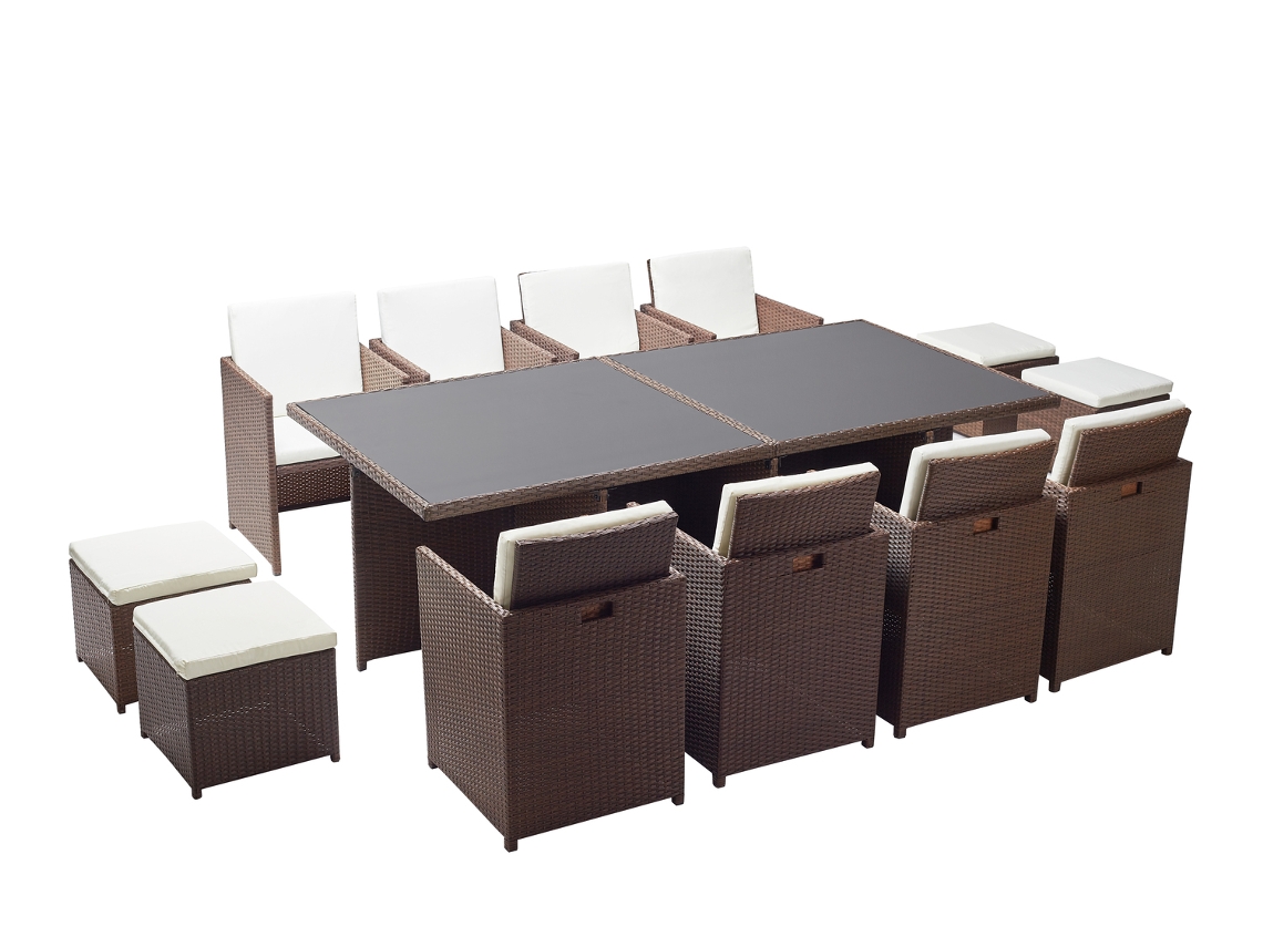 Conjunto de Cenar Exterior CONCEPT U Mónaco (Marrón y Blanco - Resina - 235x115x74 cm)