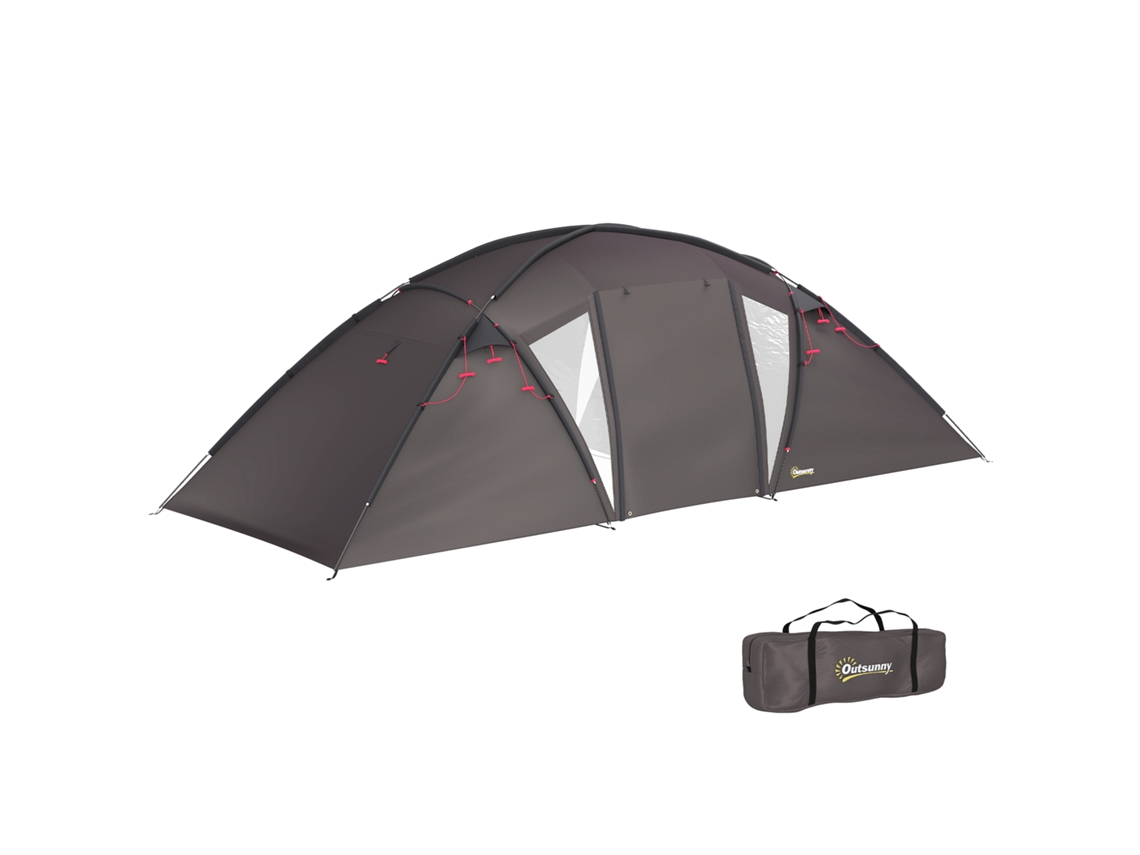 Tienda de campaña para 4-6 personas, tipo túnel, impermeable (3000 mm), 2 puertas, incluye bolsa | Sin marca