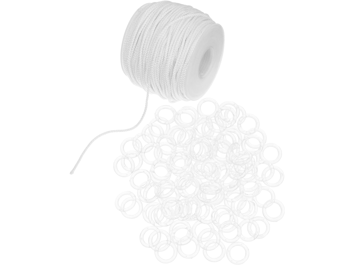 Lazo Transparente Con Cordón Blanco Kit De Herrajes Para Cortinas Romanas Anillos Para Cortinas Para Reparación De Cuerdas Interiores
