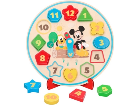 Juguete de Madera WOOMAX Reloj de para niños Disney (30x30x2 cm - 3 años)