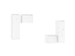 Mueble de TV de 4 piezas, madera maciza de pino, blanco, EXCLUSIVO DE LA CASA