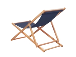 Silla plegable de playa/jardín con tela y estructura de madera, azul.