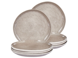 Juego de 8 platos llanos Costmary en cerámica gris Beliani