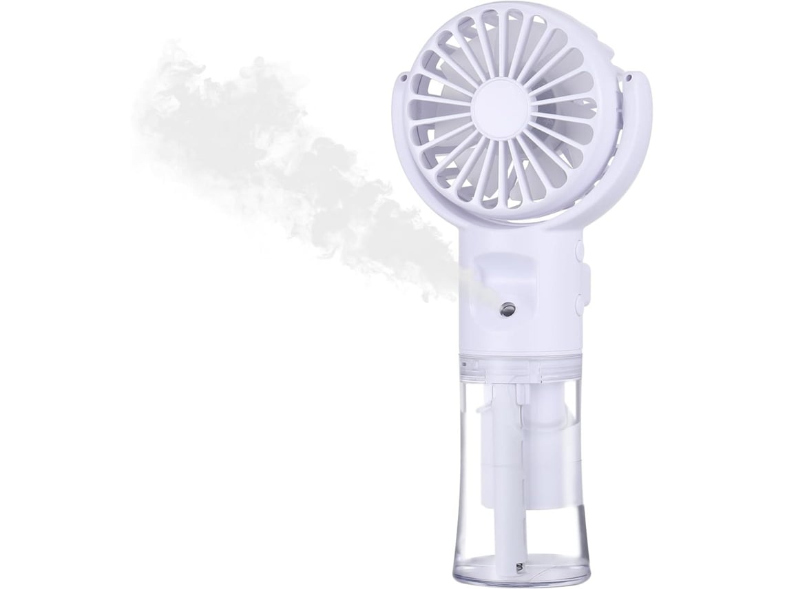 (blanco) Ventilador De Mano Con Función De Pulverización De Agua, Carga Usb, 4 Velocidades De Viento, Se Puede Colgar En El Cuello