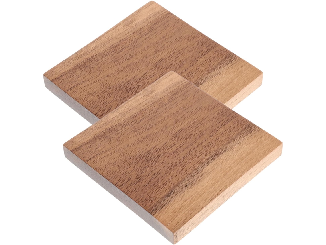 Juego 2 Posavasos Cuadrados Madera 91 1 Aislantes Térmicos Antideslizantes, Decoración Mesa Estilo