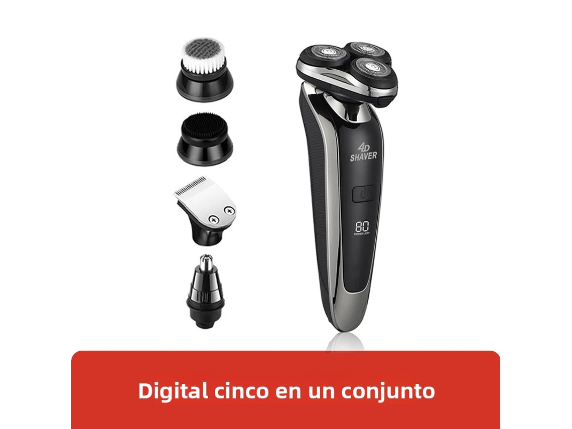Afeitadora Eléctrica 5 En 1 Para Hombres, Recargable Y Rotativa (plata)
