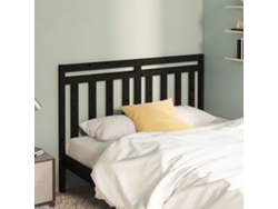 Cabecero De Cama Madera Maciza De Pino Negro 126x4x100 Cm