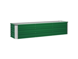 Macetero Elevado De Acero De 183x47x40cm, Color Verde, Con Guantes Para Verduras.