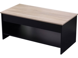 Mesa De Centro Con Tapa Elevable Negra Y Madera Hedda