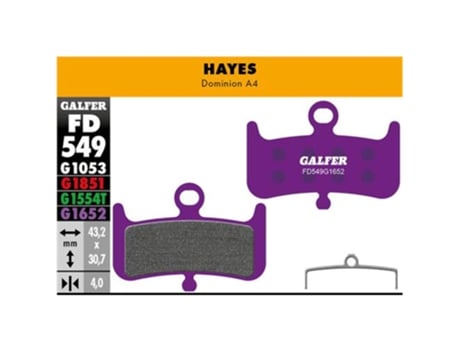 Pastilhas Travão Disco 459 E-Bike Hayes Dominion A4 Rosagalfer