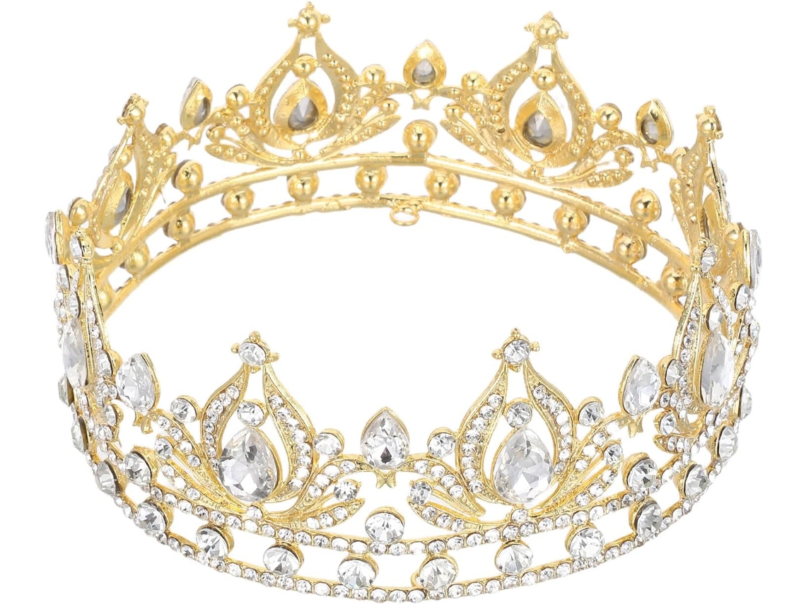 Tiara/coroa Em Liga De Ouro Com Cristais Brilhantes, Acessório De Cabelo Para Casamento E Formatura.