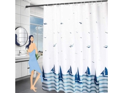 2026-cortina De Baño Impermeable Linjou 180x200 Cm, Tela De Poliéster Resistente Al Moho Lavable (azul)