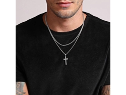 Collares De Cruz Para Hombres Acero Inoxidable Cadena De Cuerda Capa Dorado Plata Negro Tsg