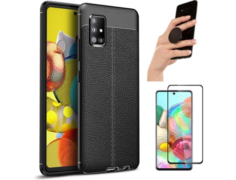 Carcasa, Protector y Popsocket Samsung A51 5G Rugged Leather Negro