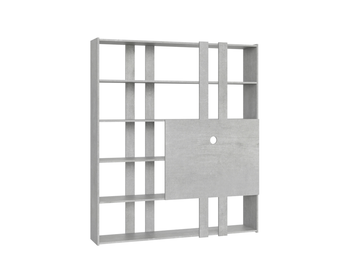 Estante abierto Kato H con panel de soporte para TV de hormigón Itamoby