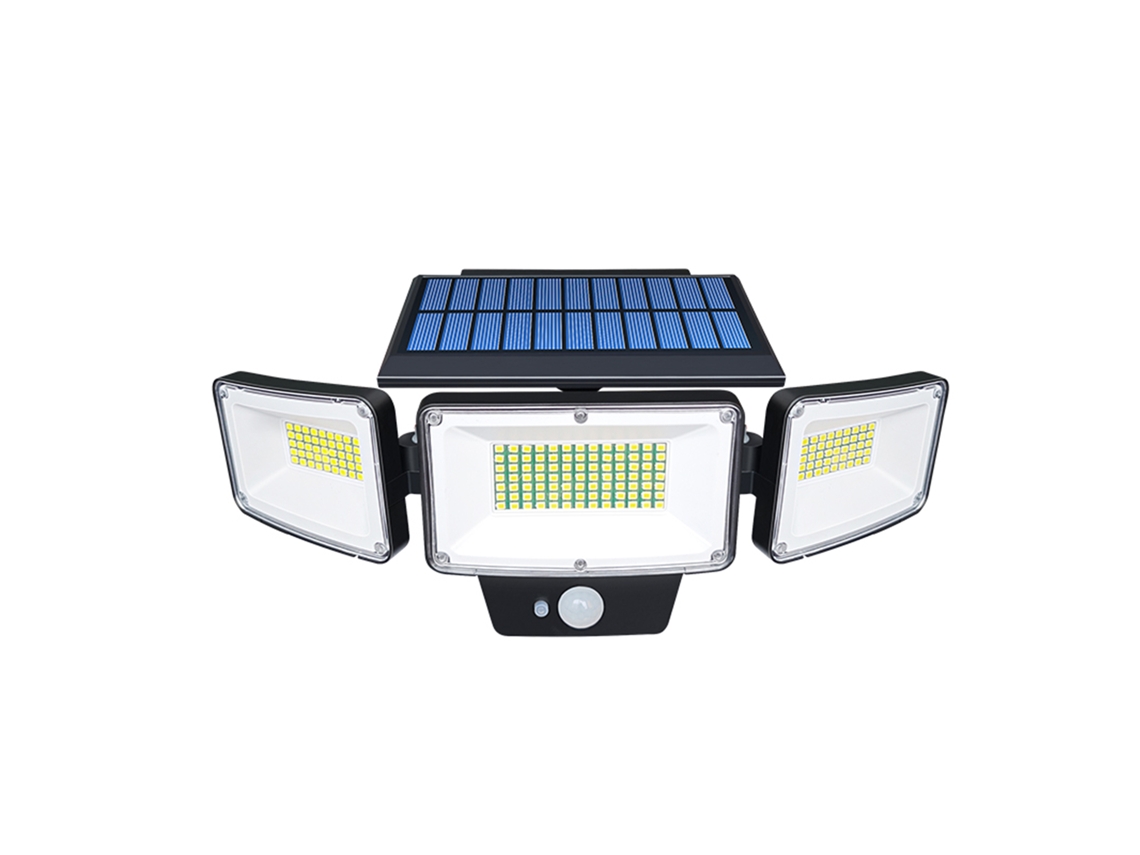 2026-luz De Pared Solar Led De Alta Luz Con Sensor Exterior Jardín Triple Cabeza Panel Solar Policristalino Iluminación Automática En La Oscuridad