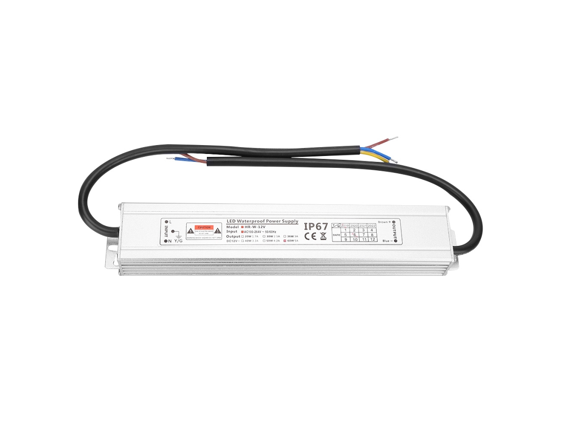 Fuente De Alimentación Led 5a 60w 12v Voltaje Constante Ip67 Transformador De Cobre Puro