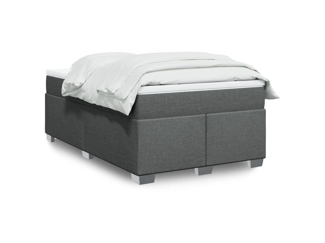 Cama Box Spring Con Colchón Tela Gris Oscuro 120x190 Cm