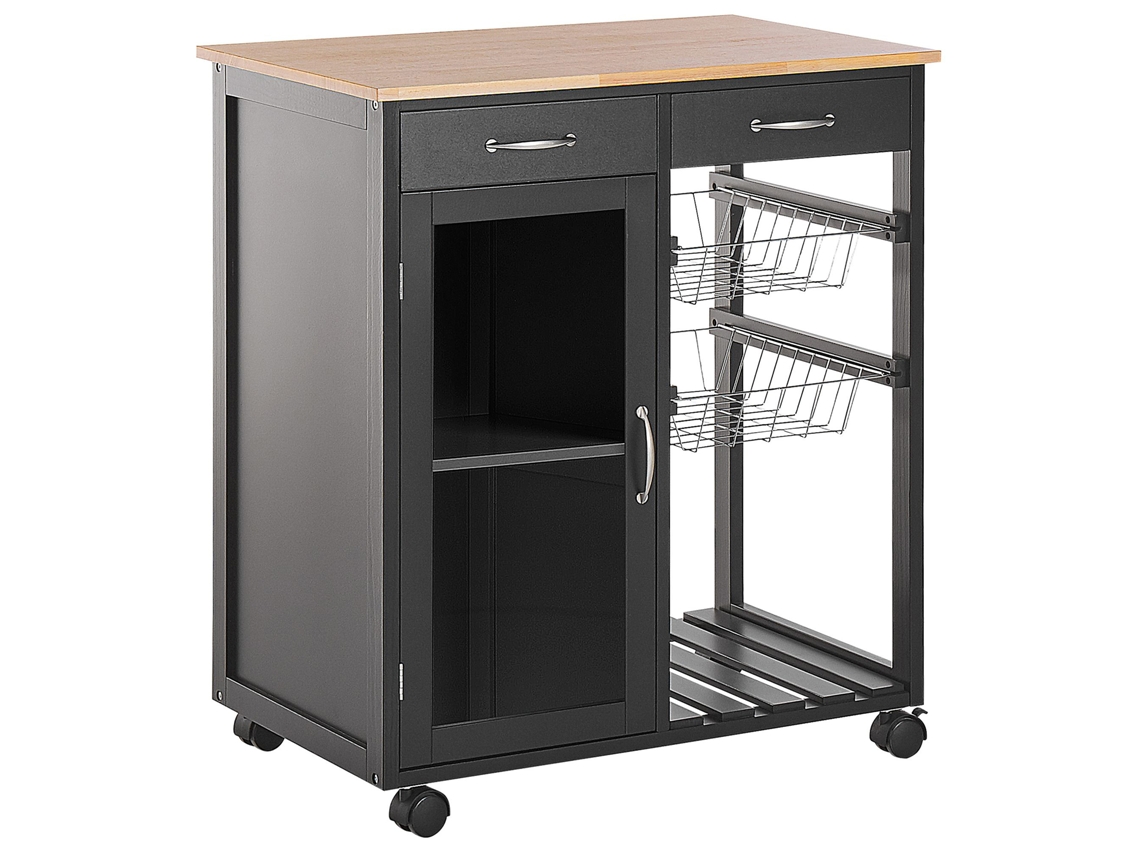 Carrito de cocina BELIANI Boves de MDF Negro 76x48x88